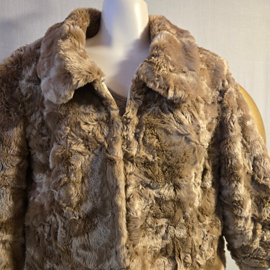 Kenzie Faux Fur Jacket Size 8 Taupe Brown Plush Coat
