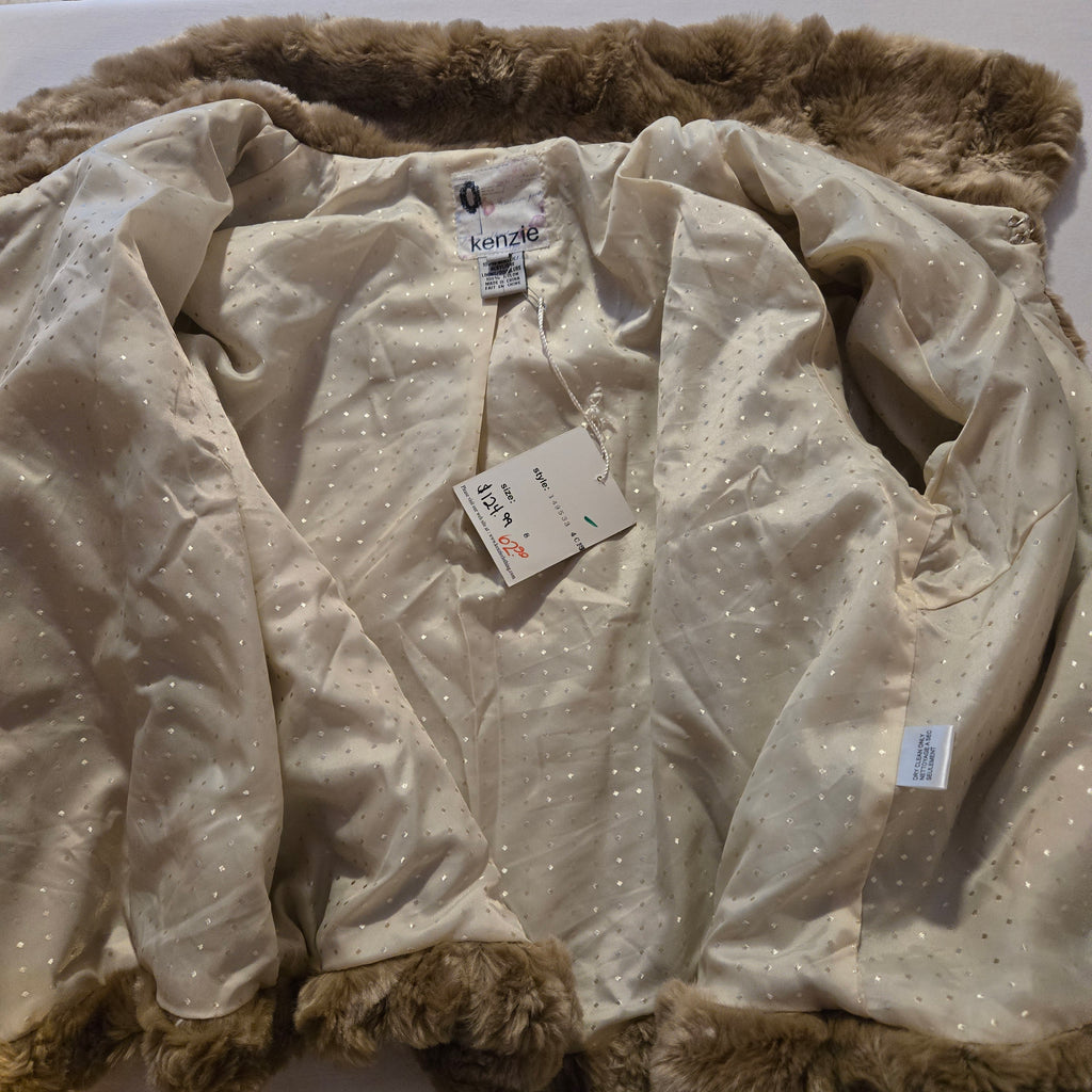 Kenzie Faux Fur Jacket Size 8 Taupe Brown Plush Coat