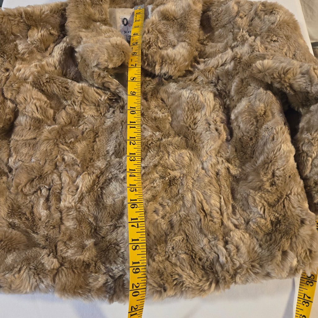 Kenzie Faux Fur Jacket Size 8 Taupe Brown Plush Coat