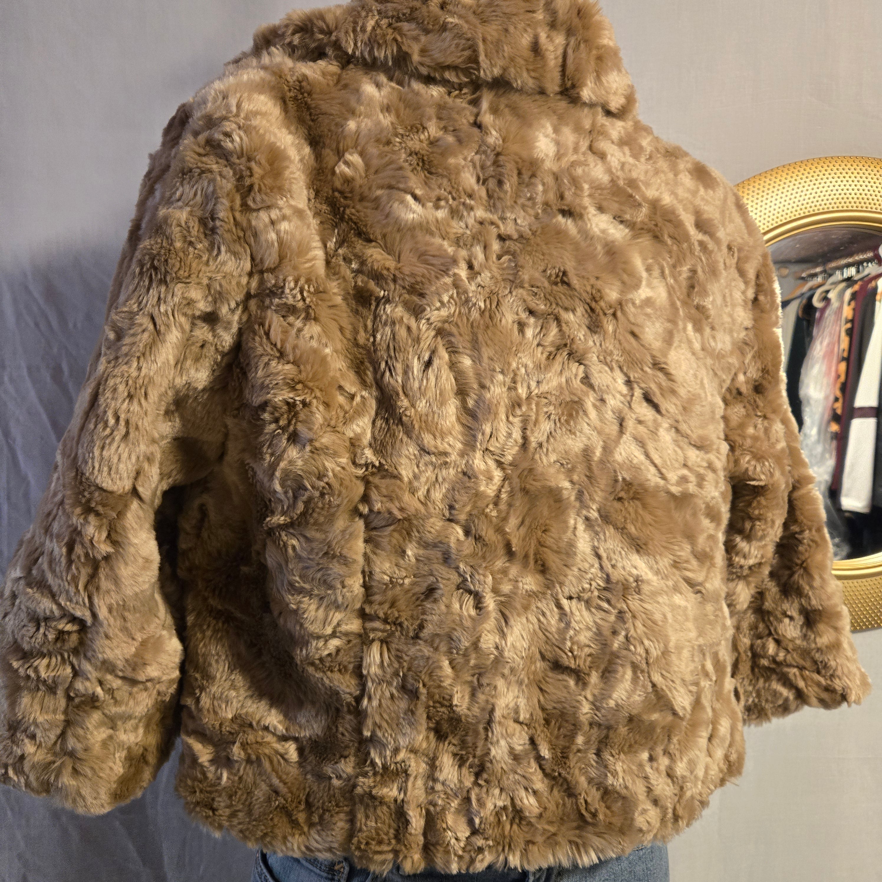 Kenzie Faux Fur Jacket Size 8 Taupe Brown Plush Coat