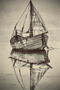 Quiet Harbor — Original Charcoal & Pencil Drawing (6" × 9")
