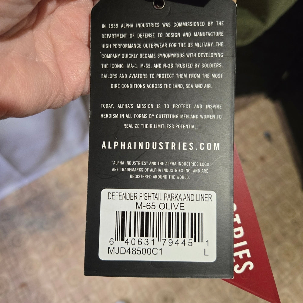 Alpha‎ Defender M-65 Parka with Removeable Liner - Men's NWT Size Large