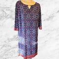BB Collection Boho Blue and‎ Red Patterned Dress - Size Large