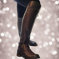 Aldo Brown Knee-High Leather Boots with Buckle -‎ Size 7.5
