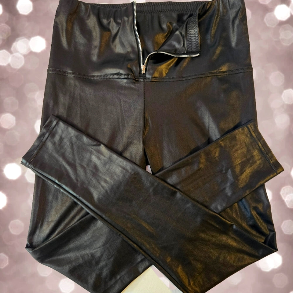 New Mix Stretch faux Leather‎ Leggings - Size M/L