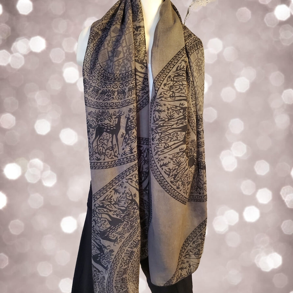 Mandela‎ Gray Patterned Scarf