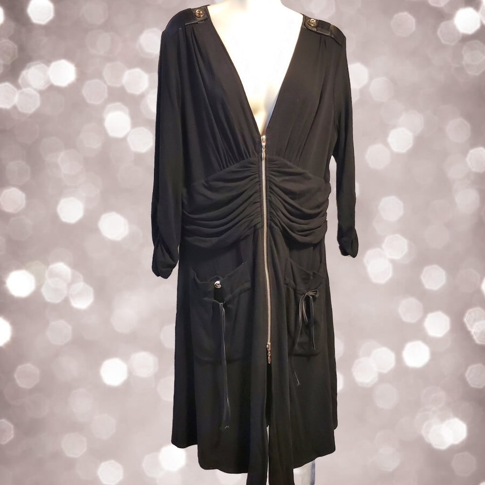 Joseph‎ Ribkoff Black Zippered Dress with Gold Accents - Size 14