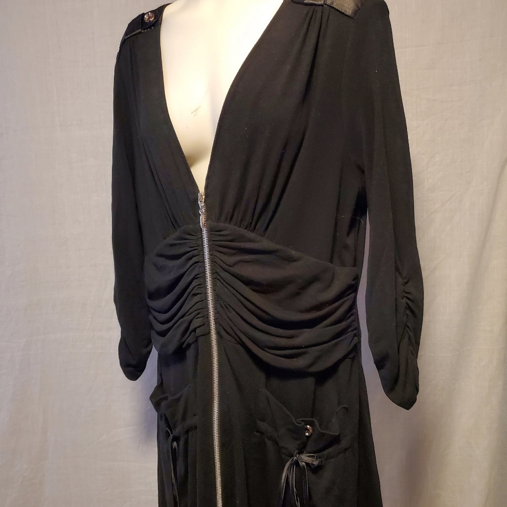 Joseph‎ Ribkoff Black Zippered Dress with Gold Accents - Size 14