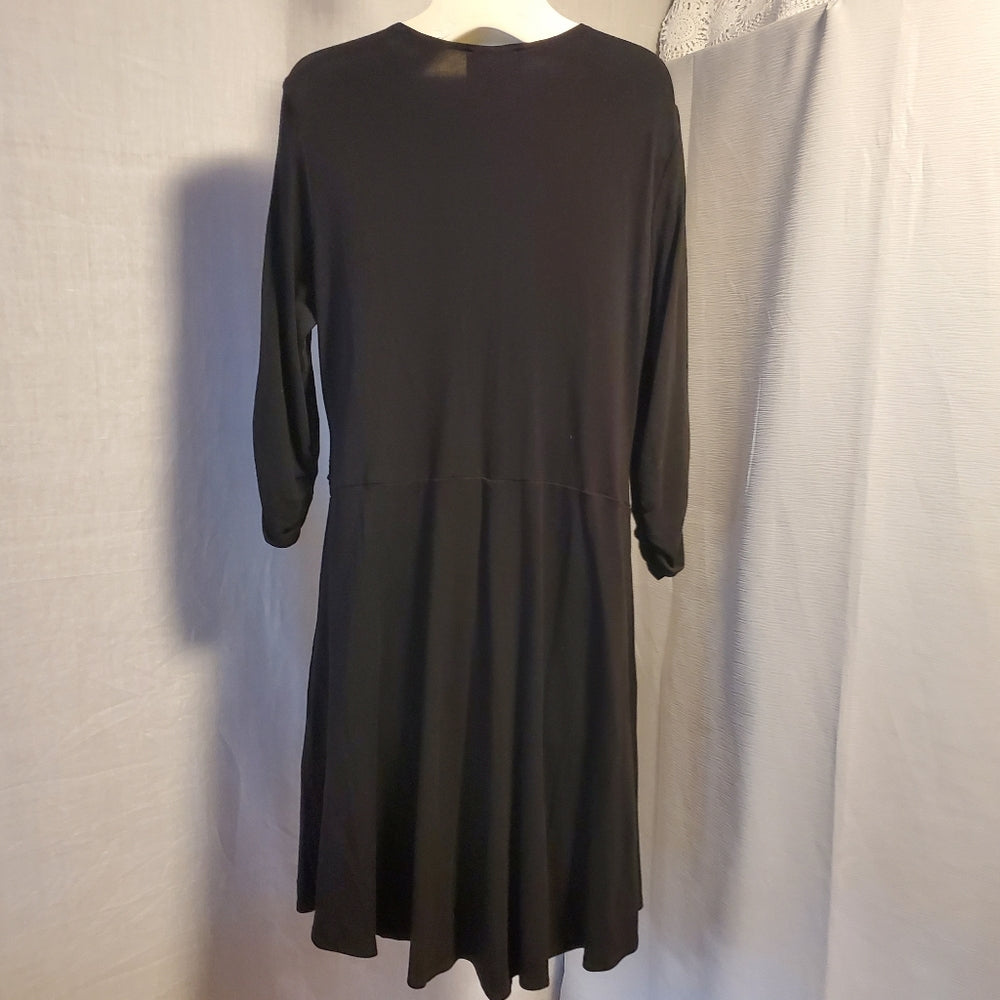 Joseph‎ Ribkoff Black Zippered Dress with Gold Accents - Size 14