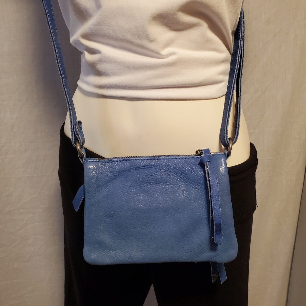 Blue Leather Crossbody‎ Bag