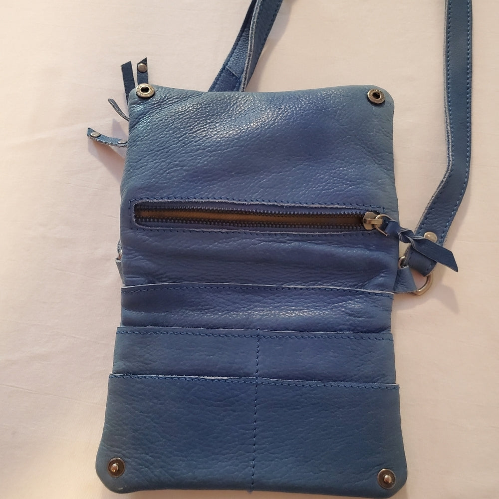 Blue Leather Crossbody‎ Bag