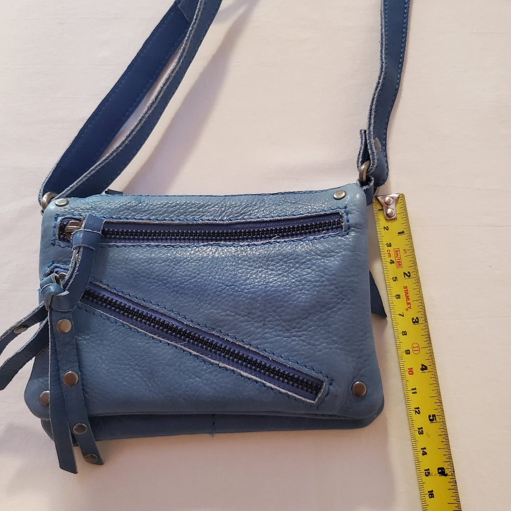 Blue Leather Crossbody‎ Bag