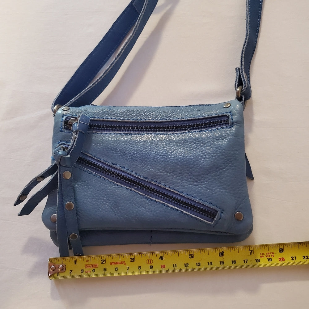 Blue Leather Crossbody‎ Bag