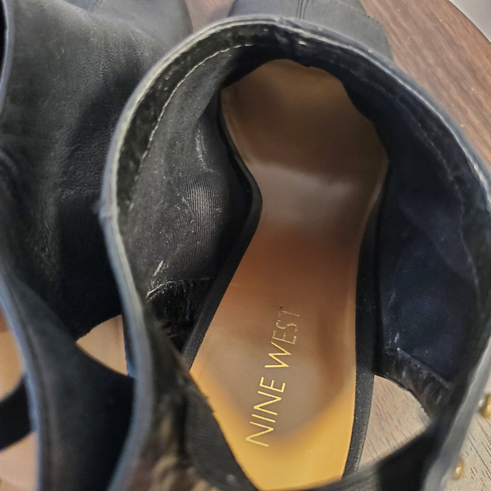 Nine West‎ Black Peep-Toe Ankle Boots - Size 7.5