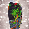 Tropical Black Sarong with‎ Green Palm Design