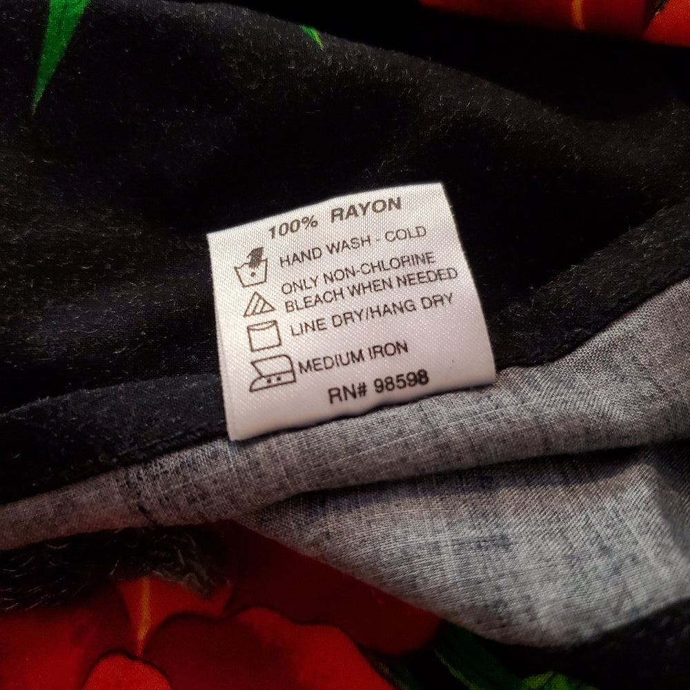 Tropical Black Sarong with‎ Green Palm Design
