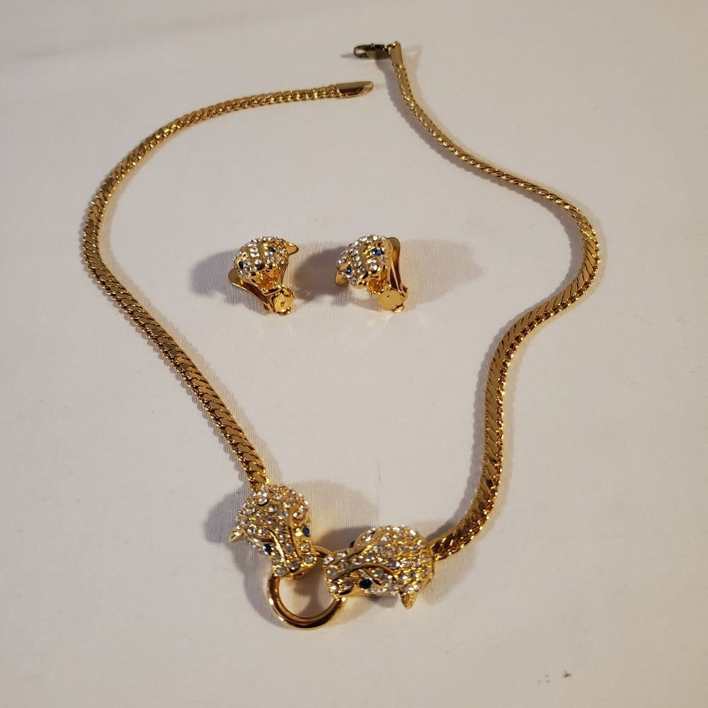 Vintage Panther Necklace & Earings