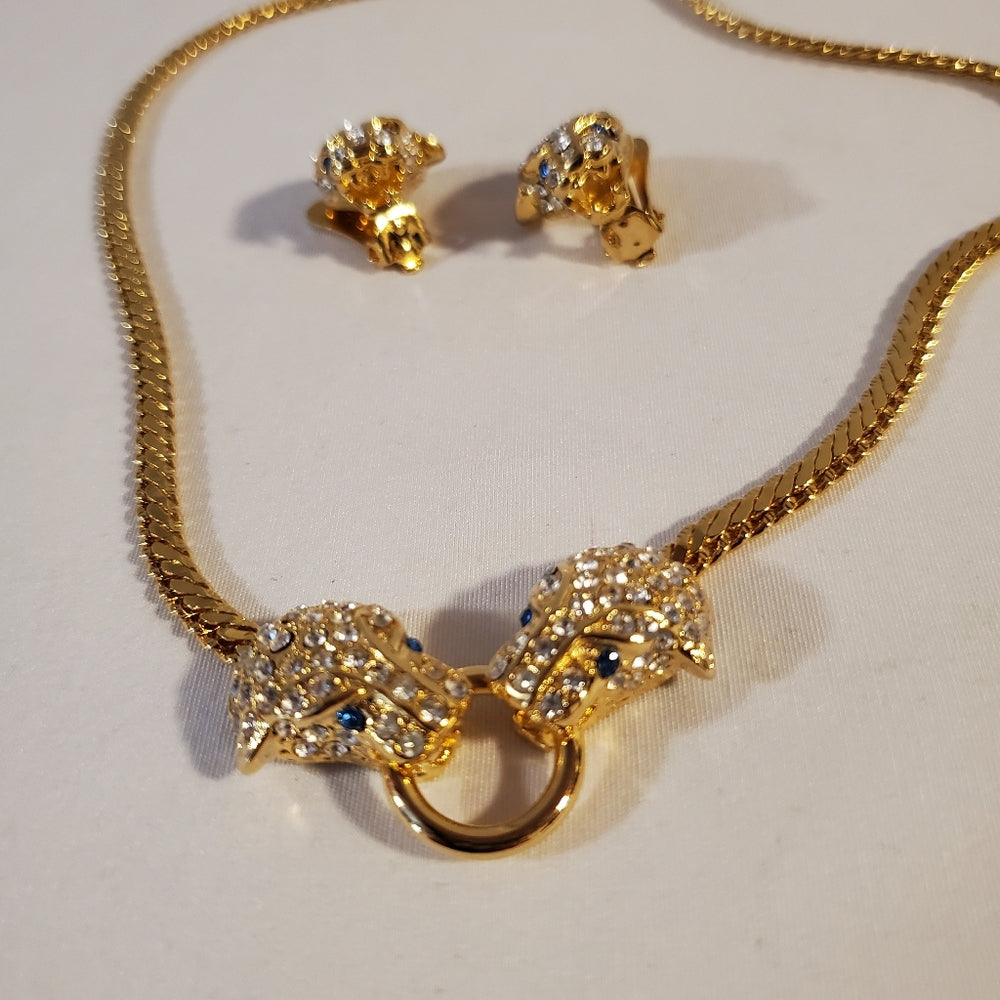 Vintage Panther Necklace & Earings