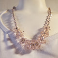 Blush faceted glass necklace with matching earrings