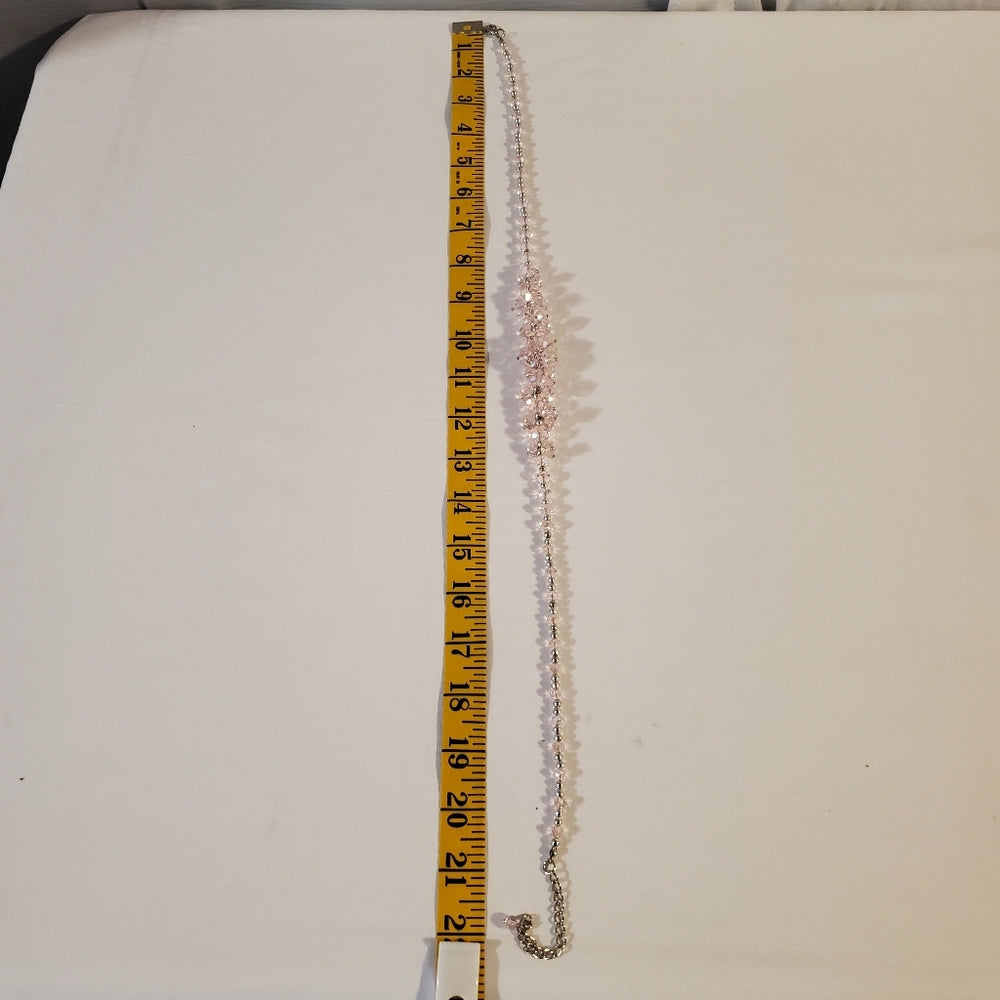 Blush faceted glass necklace with matching earrings