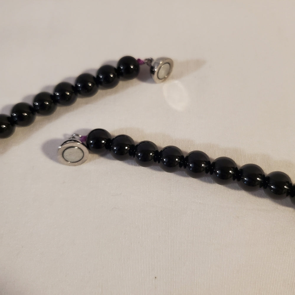 Purple stone pendant necklace with mixed beads