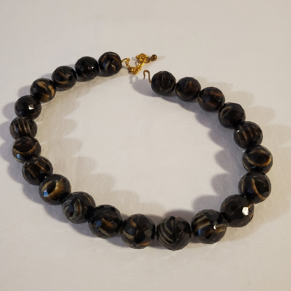 Faceted brown glass bead necklace