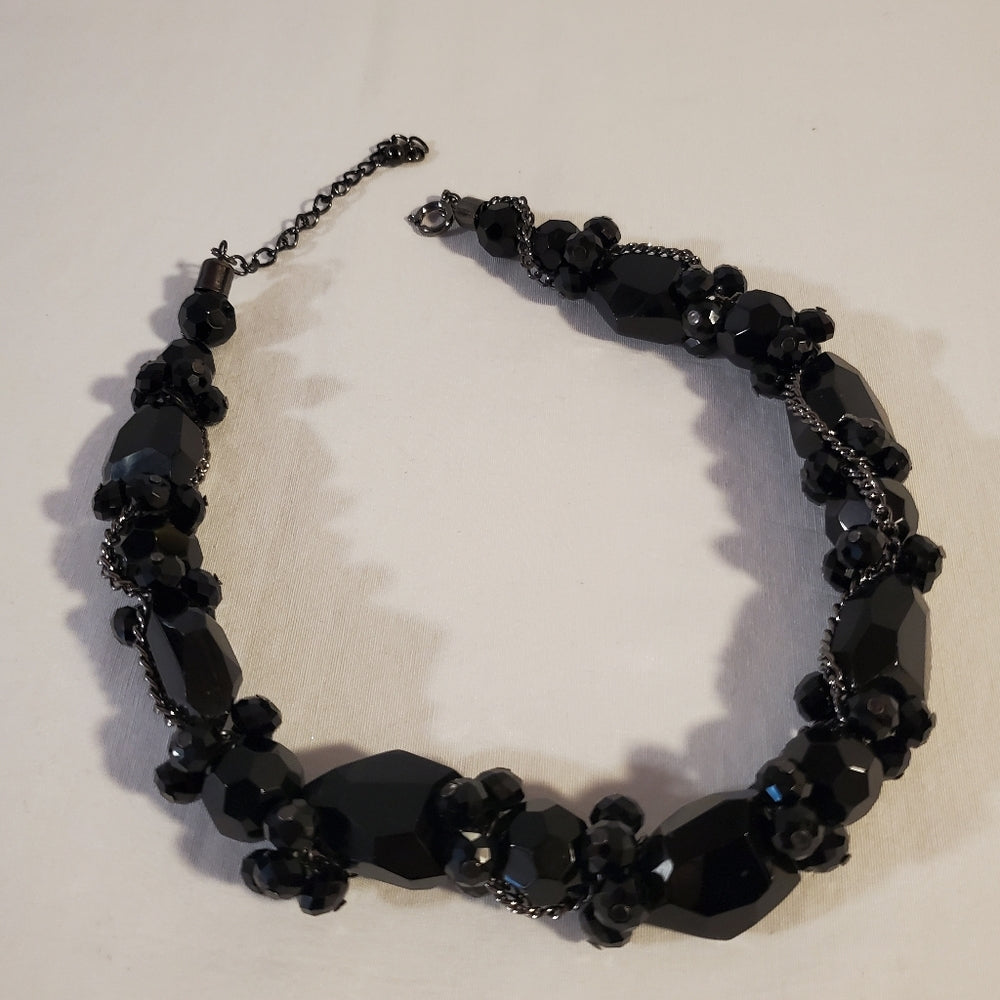 Black Faceted Bead Necklace