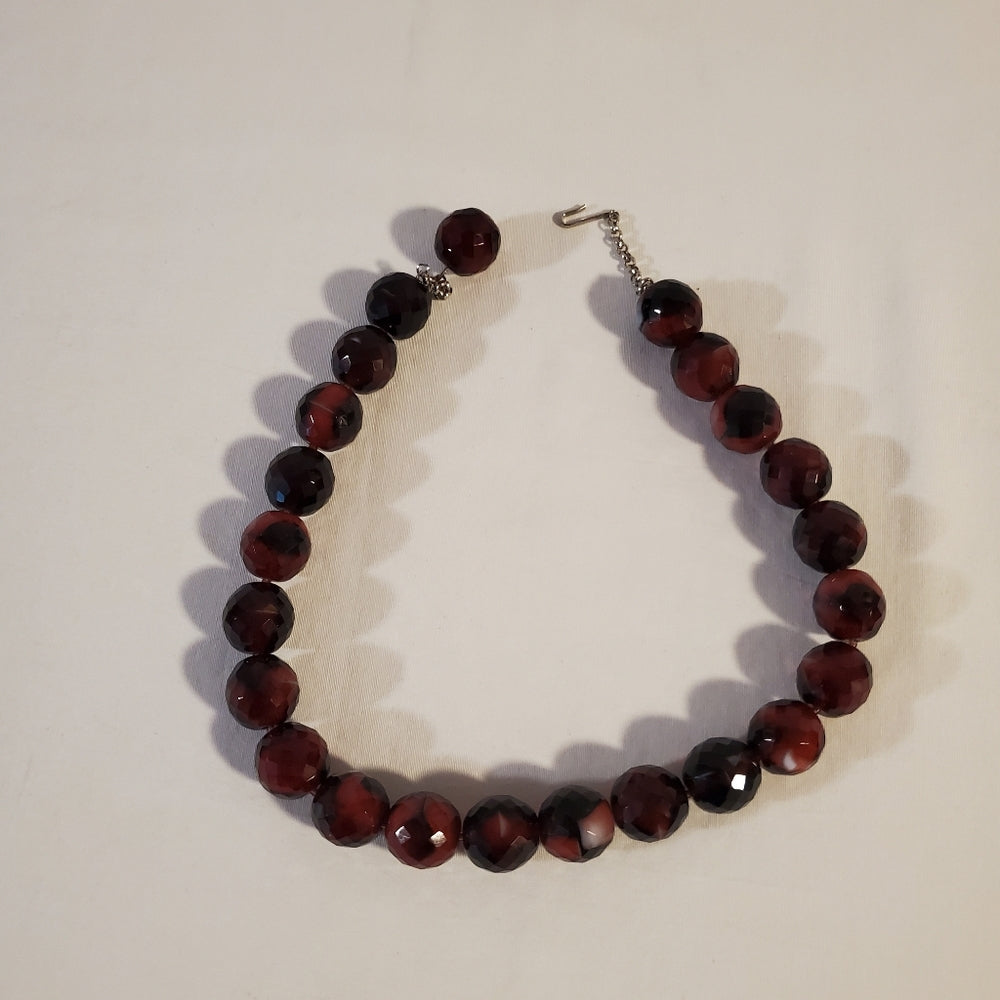 Faceted Red Stone Bead Necklace | Garnet Style