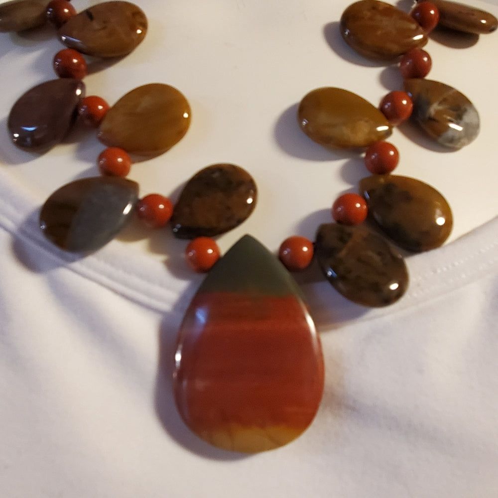 Jasper & Agate Style Pendant Necklace