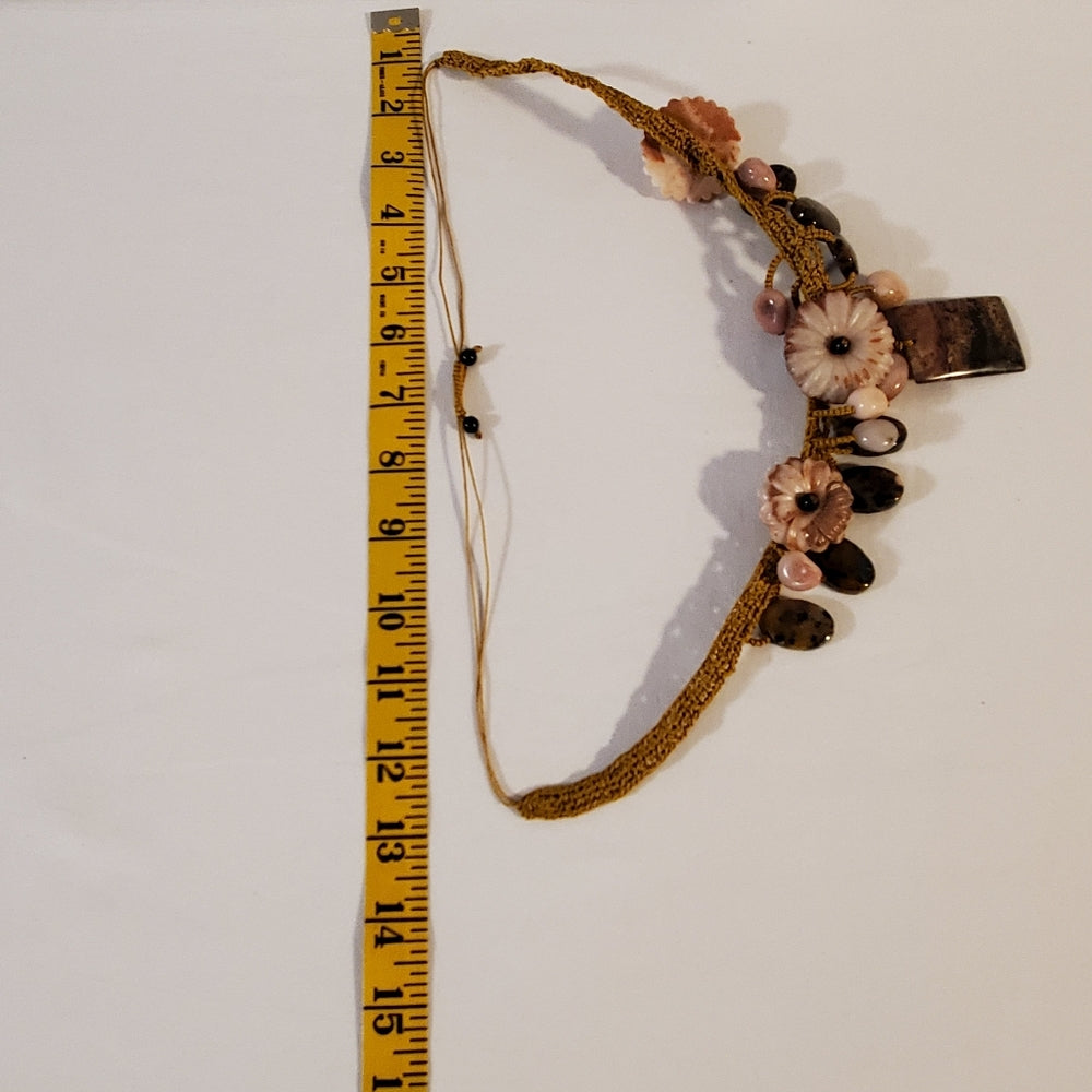 Agate & Jasper Style Floral Statement Necklace | Artisan Boho Pendant