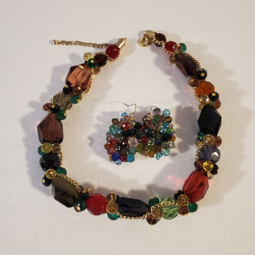 Glass Bead Necklace and Earings