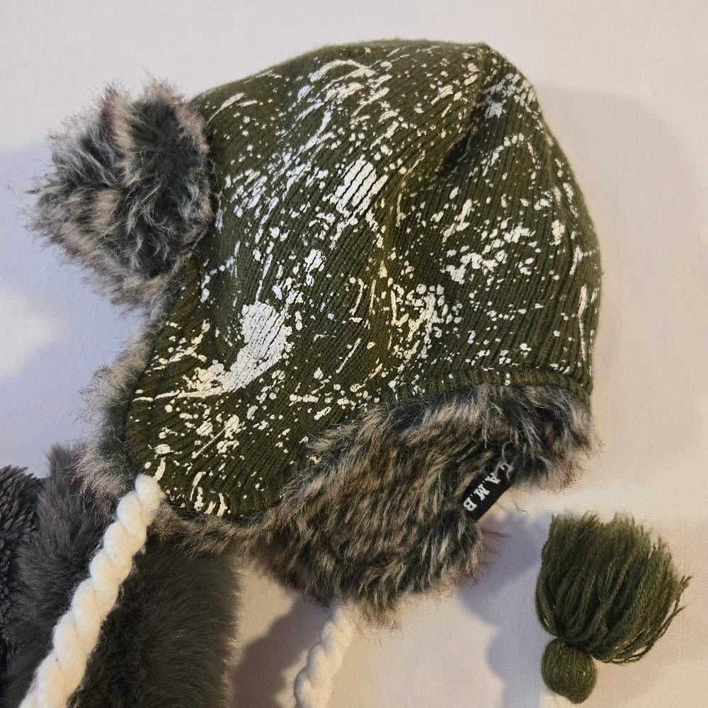 Burton Trapper Hat Faux Fur‎ Lined Ear Flaps And Fur Toque Bundle