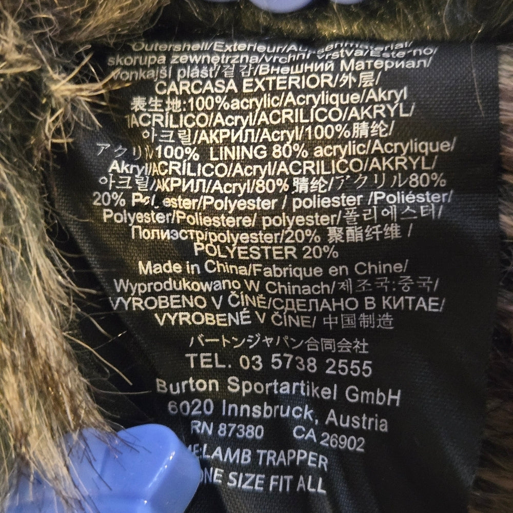 Burton Trapper Hat Faux Fur‎ Lined Ear Flaps And Fur Toque Bundle