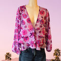 Flowery front Tie shirt‎ - Size XS