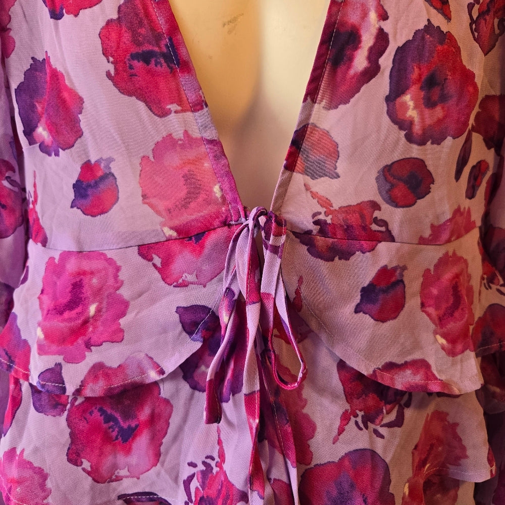 Flowery front Tie shirt‎ - Size XS