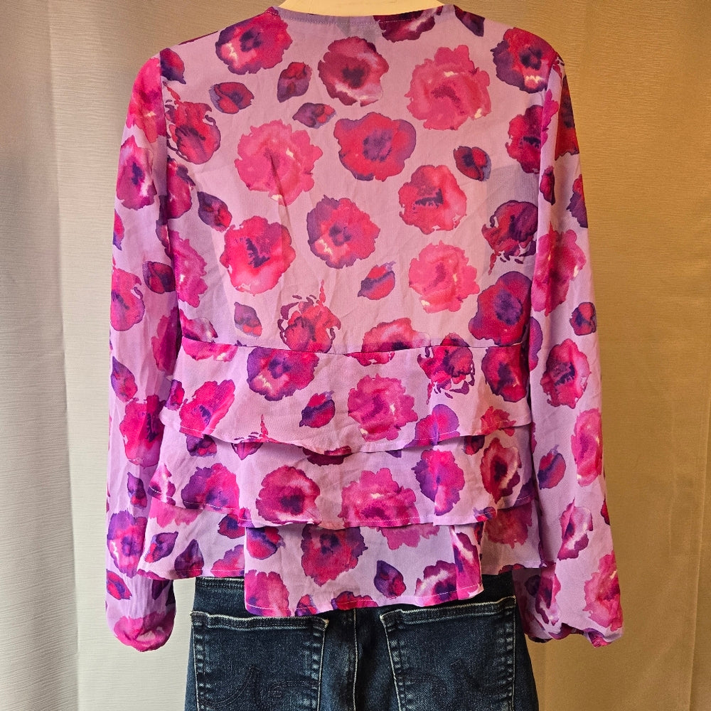 Flowery front Tie shirt‎ - Size XS