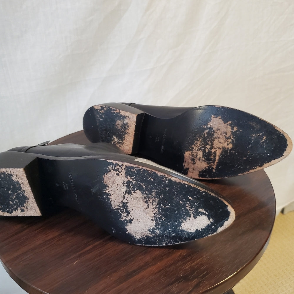Rachel Zoe Leather Shoes with Metallic Toe Cap - Size 9