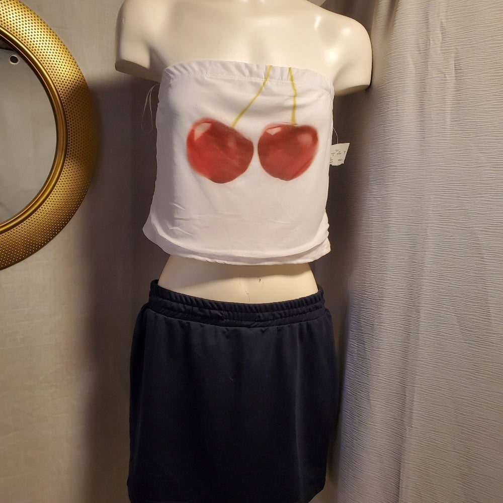🍒 Cherry Print Tube Top / Bandeau - Large NWT