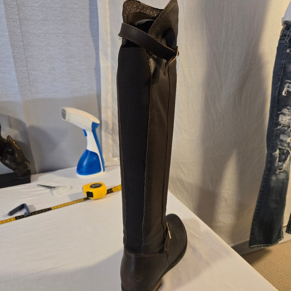 Aldo Brown Knee-High Leather Boots with Buckle -‎ Size 7.5