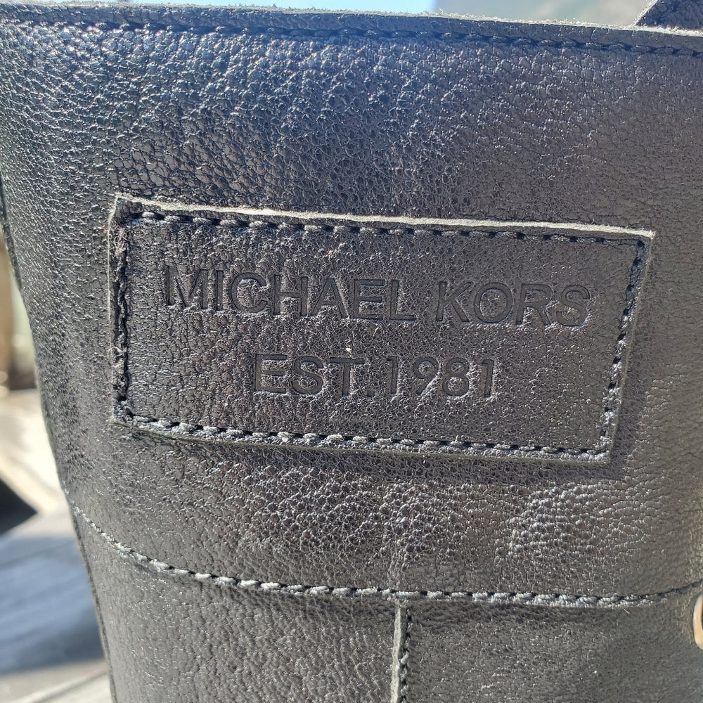 Michael Kors Leather Combat Boots with Buckle Detail - Size 6.5/7 in Excellent Condition