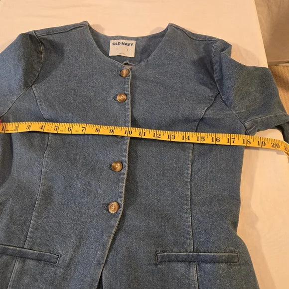 Old Navy Denim Longline Button Front Jacket - Size Small