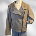 Mackage Montreal Grey Leather Moto Jacket | Pebbled Leather | Size M