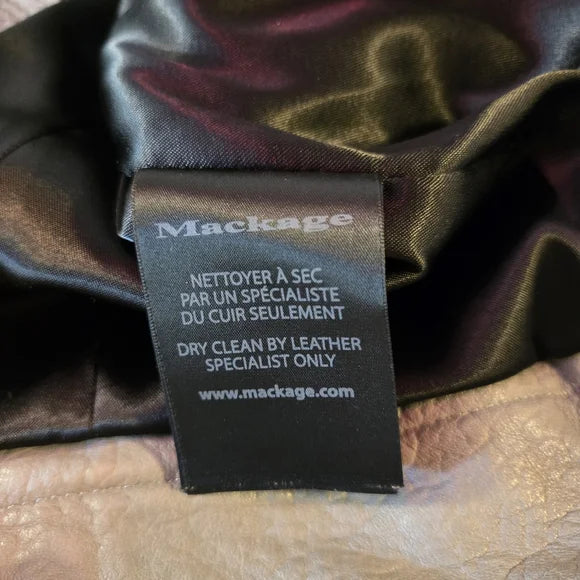 Mackage Montreal Grey Leather Moto Jacket | Pebbled Leather | Size M