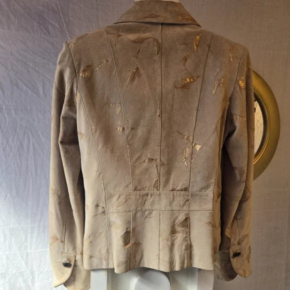 Vintage Pigskin Leather Blazer — Gold Patina Finish | Size M (40)