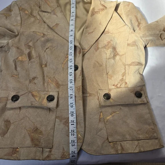Vintage Pigskin Leather Blazer — Gold Patina Finish | Size M (40)