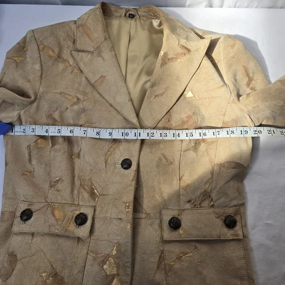 Vintage Pigskin Leather Blazer — Gold Patina Finish | Size M (40)