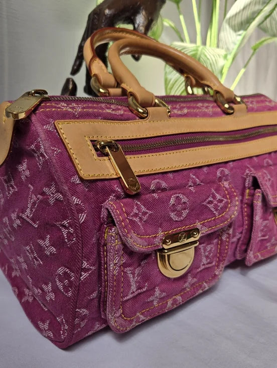 Extremely Rare** Louis Vuitton Pink Monogram Denim Neo Speedy