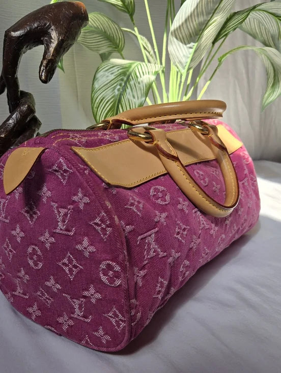 Extremely Rare** Louis Vuitton Pink Monogram Denim Neo Speedy