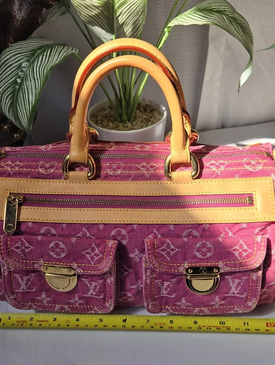 Extremely Rare** Louis Vuitton Pink Monogram Denim Neo Speedy