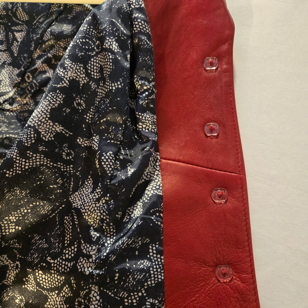 Danier Italian Leather Red Blazer Jacket | 2XS | Made in Canada